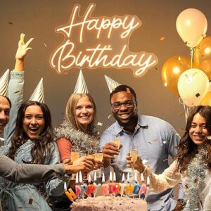 Happy Birthday Neon Sign Board || Transparent Background Glass Neon Sign Board